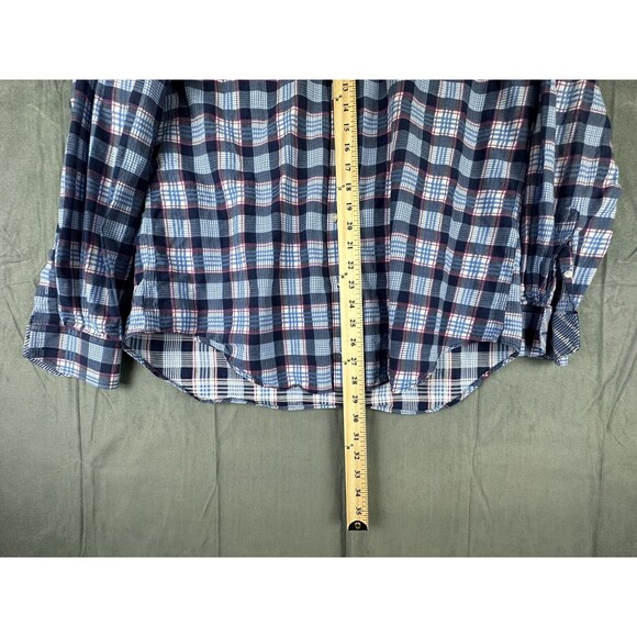 Tailorbyrd Button Up Shirt Long Sleeve Pocket Mens Large Plaid Blue Red Black - Picture 6 of 8